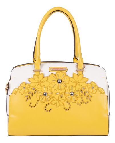 Bolsa De Mano Nicole Lee Corte Laser Y Bordado Ss22 Color Amarillo