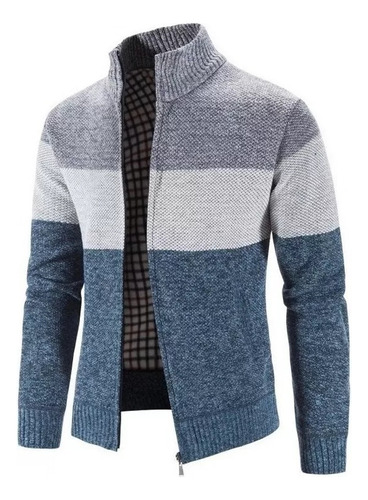 Suéter Chaqueta Casual Para Hombres Cremallera Y Cuello Alto