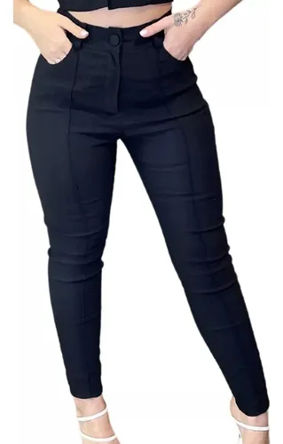 Cal a Feminina Social Bengaline Skinny Uniforme Preta Lycra