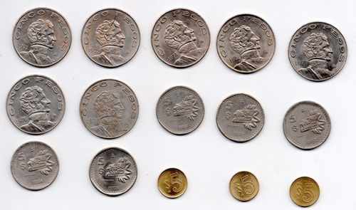 Coleccion Monedas Cinco Peso 1971 Al 1987