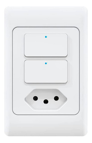 Interruptor Tomada Wifi 2 Botões Alexa Google App Agl Ks825 Cor Branco