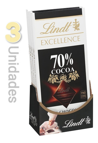 Chocolate Lindt Excellence 70% 3 Unidades!