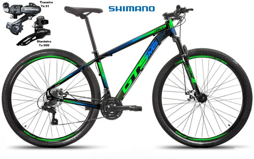 Bicicleta Aro 29 Gts Prom5 Urban Freio A Disco 21 Marchas Cor Preto/Verde/Azul Tamanho do quadro 17