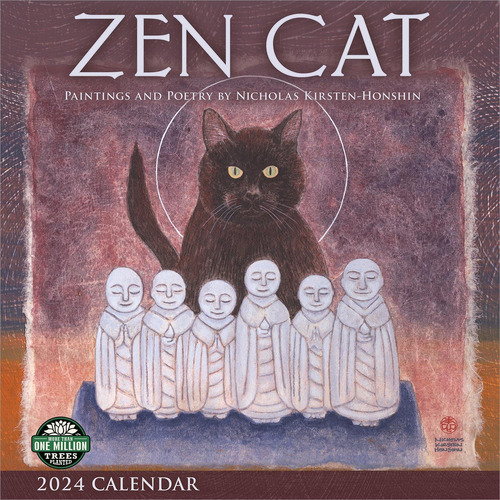 Calendario De Pared Zen Cat 2024 Meditational Art Amber Lotu