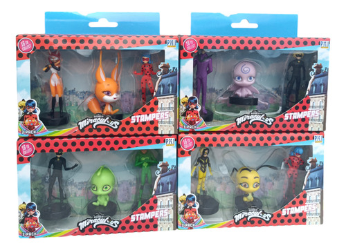 Set De 3 Figuras Coleccionables De Miraculous Con Timbre
