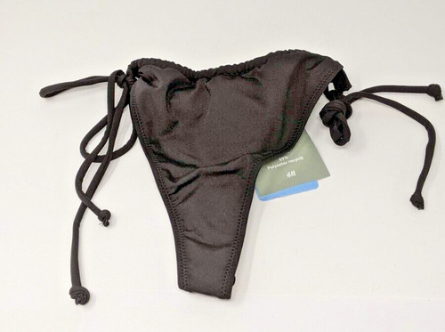 Nwt H&m Women's Swimwear Tanga Side Tie Bikini Bottoms (bl