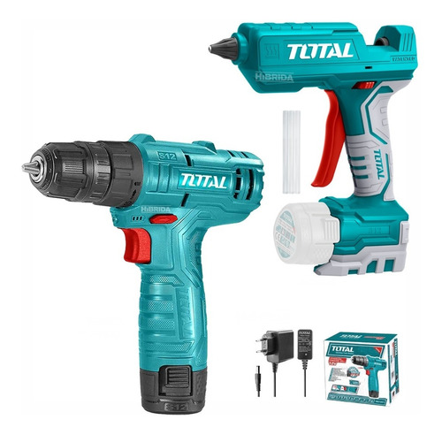 Taladro Atornillador + Pistola De Silicona 12v Litio Total