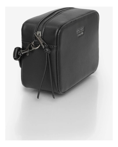 Bolsa Media Camera Bag Colcci 11445 Acambamento Dos Ferragens Níquel Cor Preto Correia De Ombro Preto Desenho Do Tecido Liso