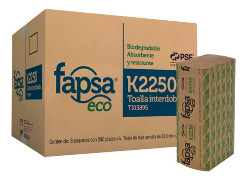 Toalla Interdoblada Eco Fapsa Tipo Sanitas K2250 8/250 1caja