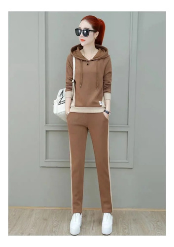Conjunto Casual De Sudadera Con Capucha Y Pantalones Para Mu
