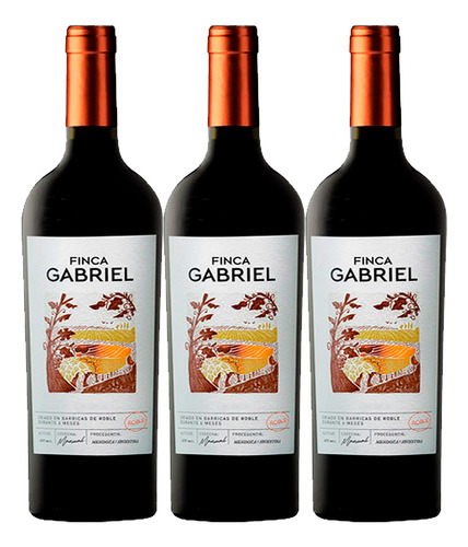 Vino Finca Gabriel Roble Merlot 750ml Pack X3 Unidades