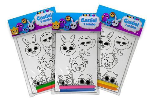 150 Kit Colorir Com Giz Lembrancinha Infantil Bolofofos