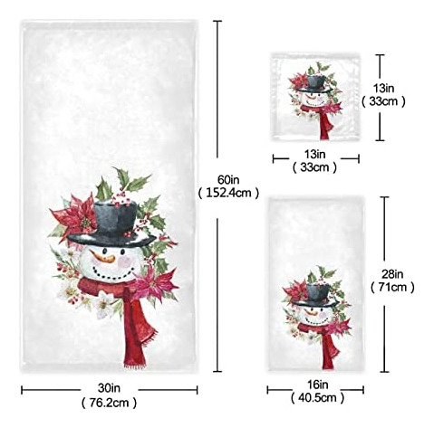 Juego De Toallas De Baño Con Diseño De Muñeco De Nieve De In