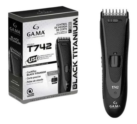 Cortapelo Ga.ma Italy T742 Black Titanium Recargable Usb