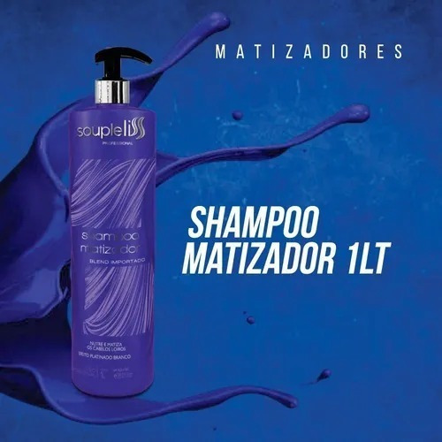 Shampoo Matizador Power Souple Liss 1l Limpa Matiza Nutre