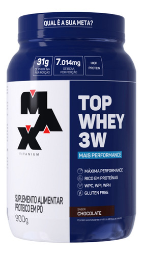 Suplemente Em Pó Top Whey 3w Performance 900gr Max Titanium