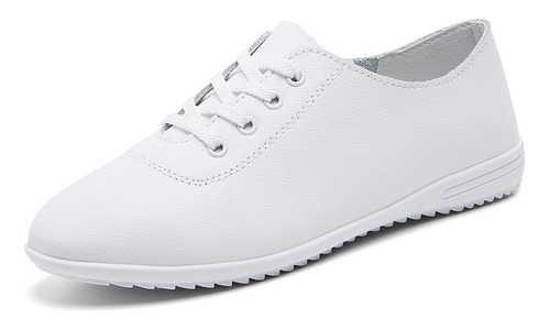 Zapatos Blancos De Mujer Suaves Y Cómodos De Cuero Auténtico