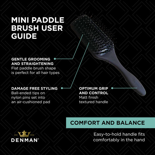 Cepillo De Pelo Denman Mini Paddle Cojín D84 Para Viajes