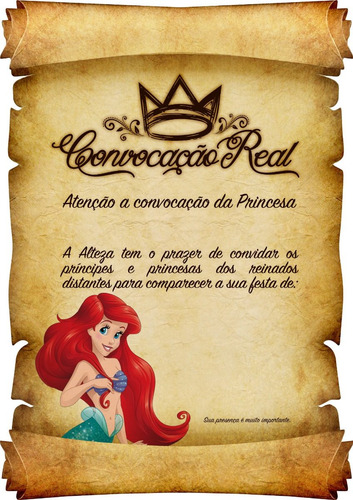 Imagem 7 de 10 de Convite Aniversário Infantil Pergaminho Tema Princípe 50unid