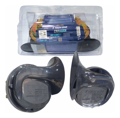 Par Buzinas Caracol Com 2 Terminal Carro Universal 12v Alto