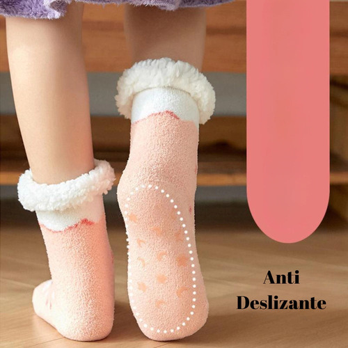 Pantumedias Antideslizantes Abrigadoras Talle Único Soft Naranja 36-41