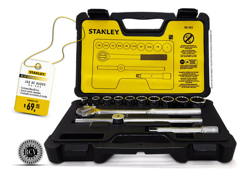 Juego De Dados Mando 1/2 Stanley 86-503 14 Piezas 3/8 A 1 