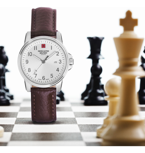 Reloj Swiss Alpine Military Leader Ladies 7711.1532sam Marrón Plateado Plateado