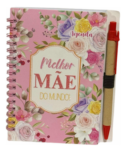 Presente Dia Das Mães Ideal Porta Retrato E Bloco De Anotar Cor Rosa-escuro Mãe Te Amo
