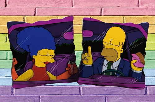 Almohadon Enamorados Los Simpson San Valentín 2 Unidades