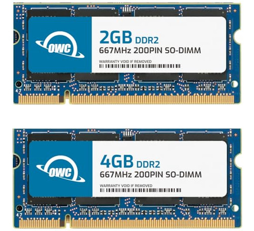 Memoria Ram 6gb Owc Kit (2gb+4gb) Pc2-5300 Ddr2 667mhz So-dimm 200 Pin Upgrade Kit