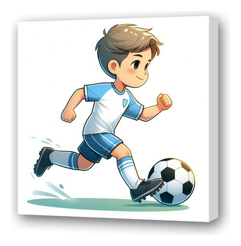 Cuadro 30x30cm Futbol Nene Jugando A La Pelota Soccer