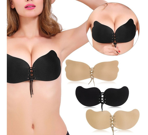 Magic Bra Brasier Silicona Invisible Levanta Realce Negro