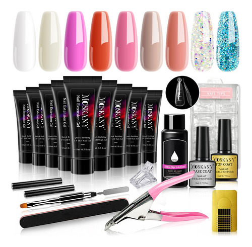 Set De Uñas Polygel, 15 Ml, 9 Puntas, 100 Unidades, Set Deco