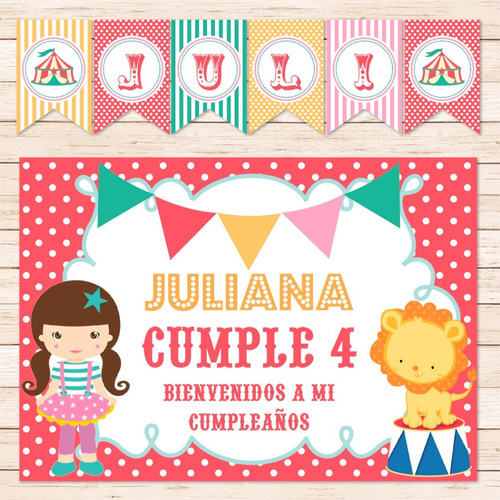 Mini Kit Imprimible Circo Nena Rosa Carpa Animales Party