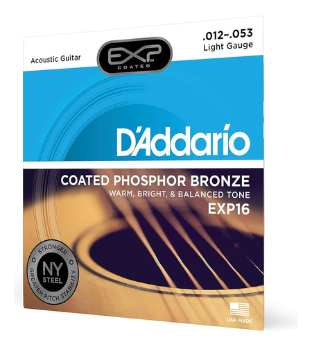 Cuerda de guitarra D'addario Exp16 012 de acero fosforado