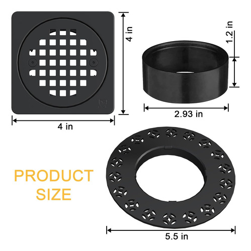 Kit Rejilla Drenaje Ducha Cuadrada 10 Cm Acero Inoxidable