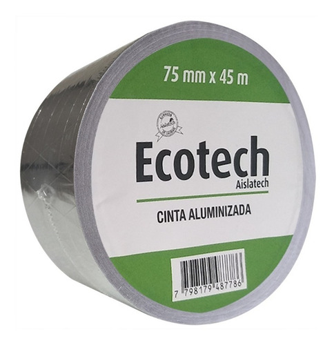 Cinta Autoadhesiva Aluminizada Para Aislantes Lana 75 Mm 45m