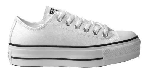 Tenis all star plataforma couro preto e couro branco