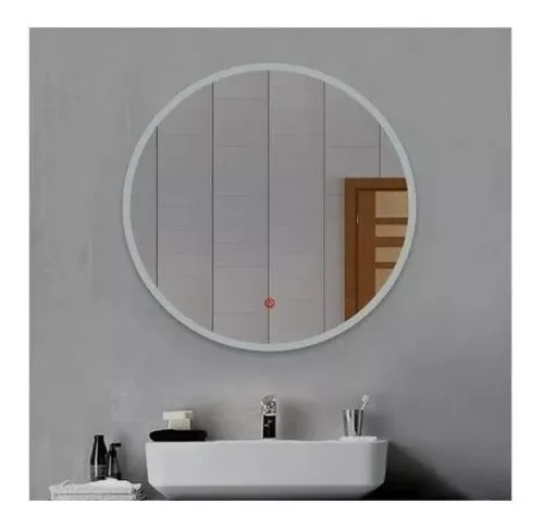  Espejo de tocador con luces, espejo de baño LED redondo, espejos  de baño para pared, espejo circular, espejo de pared pulido sin marco para  baño, tocador, dormitorio, luz blanca/cálida : Hogar