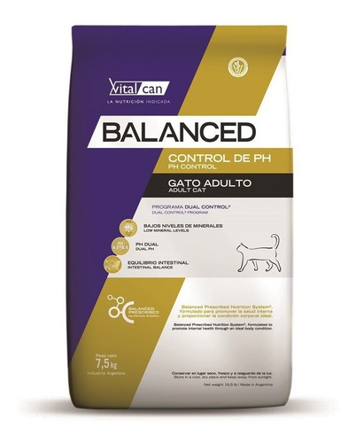 Vital Can Balanced Gato Control Ph Urinary X7,5kg Zona Norte