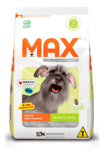 Ração Max Cães Sênior Porte Pequeno Frango/arroz 10,1kg