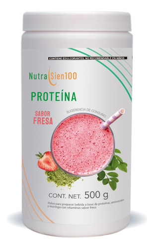 Proteína De Suero De Leche Sin Azúcar Natural Nutrasien 500g Sabor Fresa