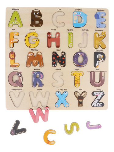 Madera Carta Animal Bloque Rompecabezas Tablero Montessori