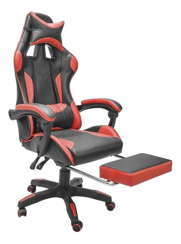 Silla de escritorio Top Living Beamer gamer ergonómica  negra y roja con tapizado de cuero sintético