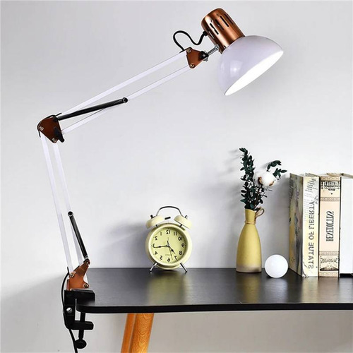 Luminaria Articulada Com Garra E Base Branco E Dourado 127/220v
