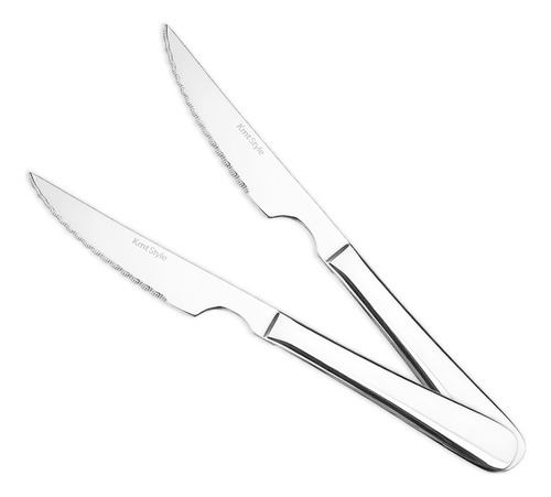 Set De 2 Cuchillos Para Carne Acero Inox Classic 23 Cm Color Plateado