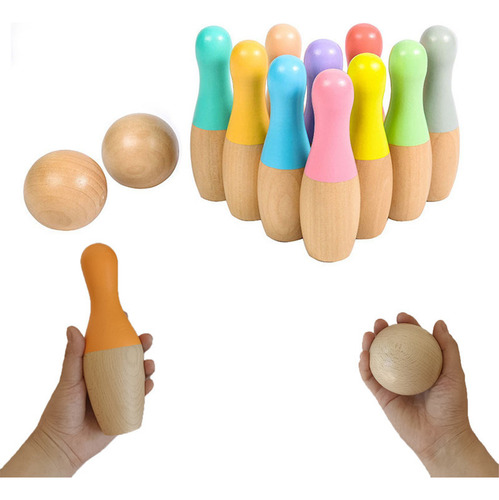 Juego De Bolos Grande For Niños, 10 Bolos, 2 Bolas De Vuelta