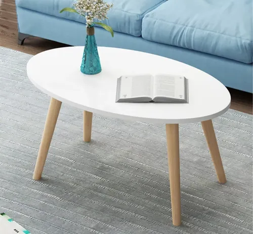 Mesa Ratona - Muebles Web - Patas Madera - Ovalada - Ct4c - Blanco/marrón