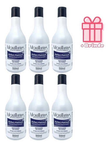 Kit 6 Shampoo Maxilluring Desamarelador Matizante 500ml