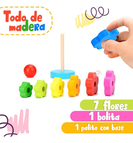 Torre Arcoiris Madera Juguete Didactico Montessori M-096